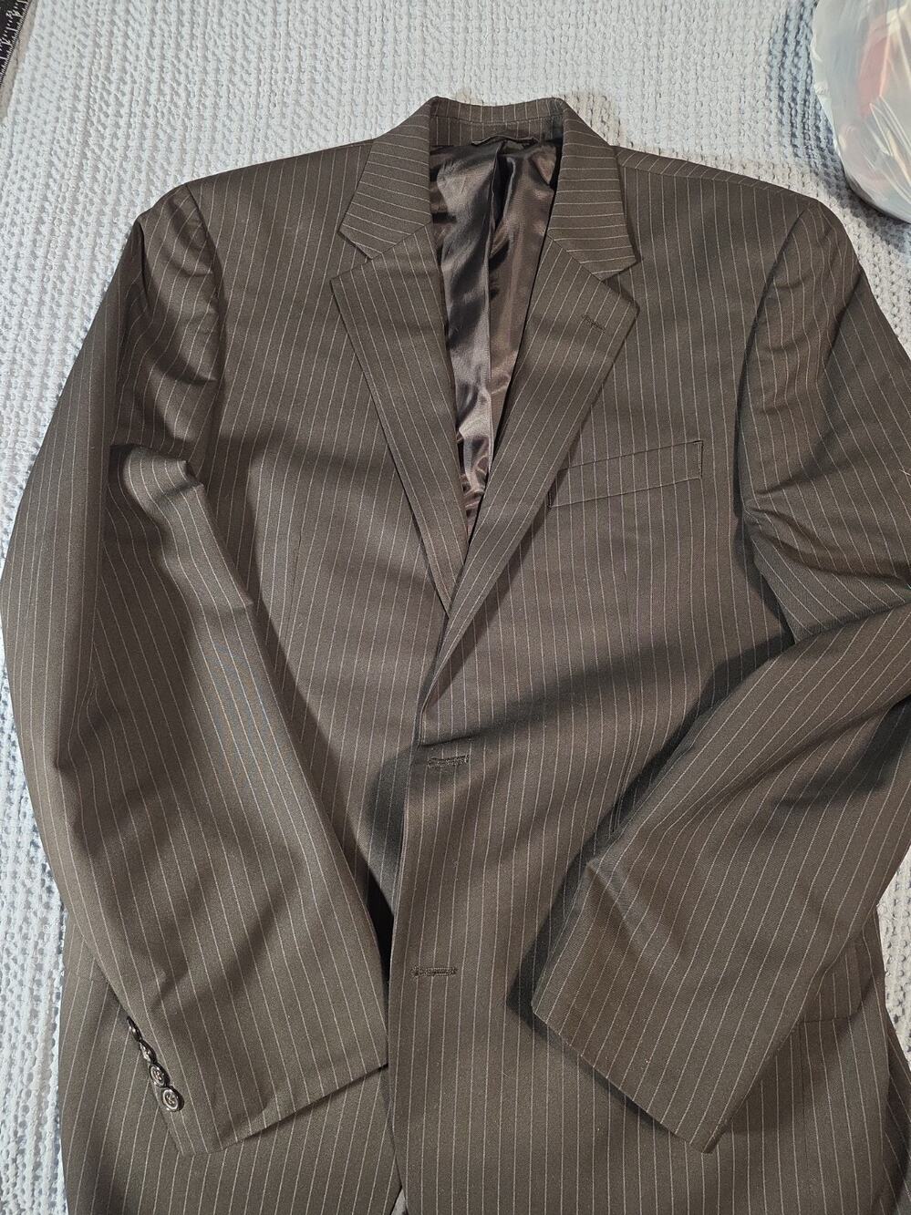 Michael Kors Suit Jacket Mens 42L Regular Fit Black Pinstripe 2 Button Blazer